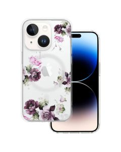 Tel Protect Flower MagSafe Hybrid Case Clear / Purple (iPhone 11)