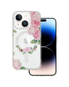 Tel Protect Flower MagSafe Hybrid Case Clear / Pink (iPhone 15)