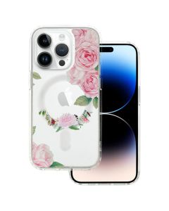 Tel Protect Flower MagSafe Hybrid Case Clear / Pink (iPhone 15 Pro)