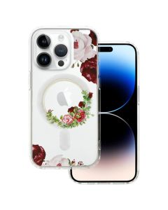 Tel Protect Flower MagSafe Hybrid Case Clear / Red (iPhone 15 Pro)