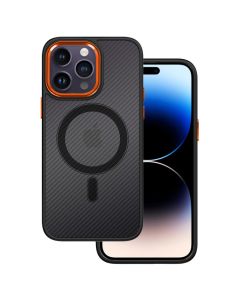 Tel Protect Magnetic Carbon MagSafe Hybrid Case Black / Orange (iPhone 15 Pro Max)