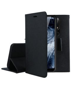 Tel1 Fancy Diary Case Θήκη Πορτοφόλι με δυνατότητα Stand Black (Nokia 6.1 Plus / X6)