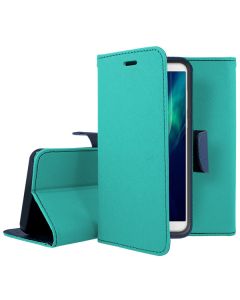 Tel1 Fancy Diary Case Θήκη Πορτοφόλι με δυνατότητα Stand Mint / Navy (Huawei Y9 2018)