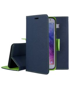 Tel1 Fancy Diary Case Θήκη Πορτοφόλι με δυνατότητα Stand Navy / Lime (Samsung Galaxy J4 2018)