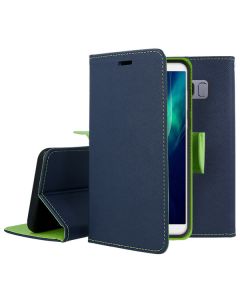 Tel1 Fancy Diary Case Θήκη Πορτοφόλι με δυνατότητα Stand Navy / Lime (Huawei Y9 2018)