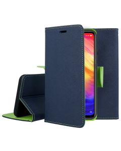 Tel1 Fancy Diary Case Θήκη Πορτοφόλι με δυνατότητα Stand Navy / Lime (Xiaomi Mi Note 10)