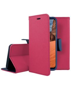 Tel1 Fancy Diary Case Θήκη Πορτοφόλι με δυνατότητα Stand Pink / Navy (Huawei Y9 2019)