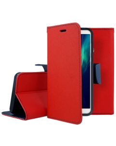 Tel1 Fancy Diary Case Θήκη Πορτοφόλι με δυνατότητα Stand Red / Navy (Huawei Y9 2018)