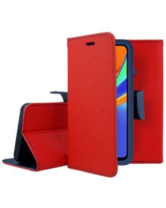 Tel1 Fancy Diary Case Θήκη Πορτοφόλι με δυνατότητα Stand Red / Navy (Xiaomi Redmi 9C)