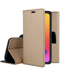 Tel1 Fancy Diary Case Θήκη Πορτοφόλι με δυνατότητα Stand Gold / Black (iPhone 14)