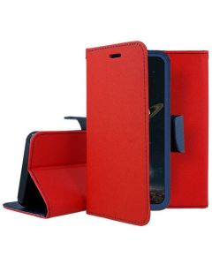 Tel1 Fancy Diary Case Θήκη Πορτοφόλι με δυνατότητα Stand Red / Navy (iPhone 12 Mini)