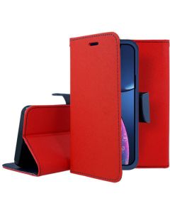 Tel1 Fancy Diary Case Θήκη Πορτοφόλι με δυνατότητα Stand Red / Navy (iPhone 13 Pro Max)
