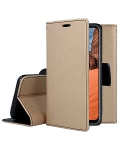 Tel1 Fancy Diary Case Θήκη Πορτοφόλι με δυνατότητα Stand Gold / Black (iPhone XR)