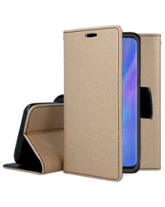 Tel1 Fancy Diary Case Θήκη Πορτοφόλι με δυνατότητα Stand Gold / Black (iPhone Xs Max)