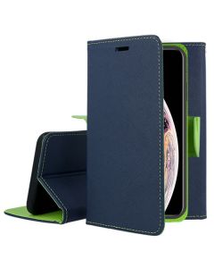 Tel1 Fancy Diary Case Θήκη Πορτοφόλι με δυνατότητα Stand Navy / Lime (iPhone 11 Pro Max)