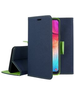 Tel1 Fancy Diary Case Θήκη Πορτοφόλι με δυνατότητα Stand Navy / Lime (iPhone 12 Pro Max)