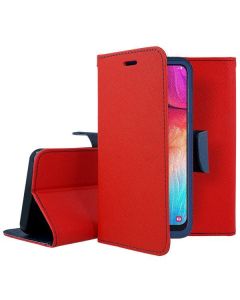 Tel1 Fancy Diary Case Θήκη Πορτοφόλι με δυνατότητα Stand Red / Navy (iPhone 12 Pro Max)