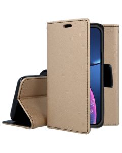 Tel1 Fancy Diary Case Θήκη Πορτοφόλι με δυνατότητα Stand Gold / Black (iPhone 13 Pro)