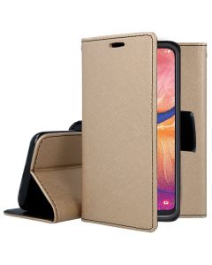 Tel1 Fancy Diary Case Θήκη Πορτοφόλι με δυνατότητα Stand Gold / Black (Samsung Galaxy A03s)
