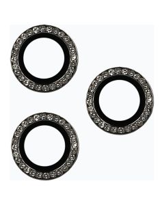 Hard Diamond Camera Lens Tempered Glass Prοtector Black (iPhone 15 Pro / 15 Pro Max)