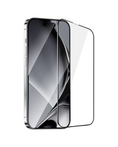 3D Full Face Metal Frame Black Αντιχαρακτικό Γυαλί 9H Tempered Glass (iPhone 16 Plus)