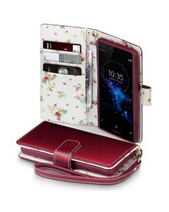 Terrapin Θήκη Πορτοφόλι Wallet Case (117-005-619) Red - Flowers (Sony Xperia XZ2 Compact)