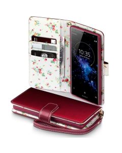 Terrapin Θήκη Πορτοφόλι Wallet Case (117-005-604) Red - Flowers (Sony Xperia XZ2 Premium)