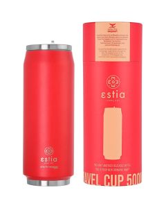 Estia Travel Cup Save The Aegean Stainless Steel 500ml Ισοθερμικό Ποτήρι - Sangria Red