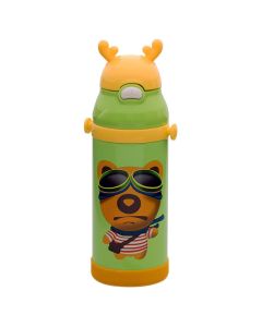 Estia Animals Stainless Steel 350ml (01-10973) Παιδικό Θερμός με Λουράκι - Bear Green