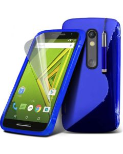 S-line Silicone Θήκη Σιλικόνης Μπλε + Μεμβράνη Οθόνης (Motorola Moto X Play)