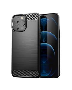 TPU Carbon Rugged Armor Case Black (iPhone 13 Pro Max)