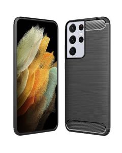 TPU Carbon Rugged Armor Case Black (Samsung Galaxy S21 Ultra 5G)