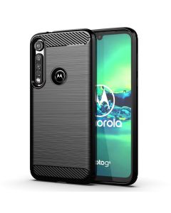 TPU Carbon Rugged Armor Case Black (Motorola Moto G8 Plus)