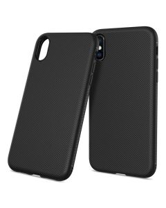 Twill Texture Soft Fitted TPU Case Black (iPhone Xs Max)