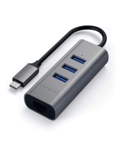 SATECHI Type-C 2 in1 USB 3.0 Aluminium 3 Port Hub with Ethernet - Space Grey