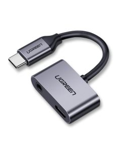 UGREEN 50596 USB Type C to USB Type C / 3.5mm Mini Jack Headphone Adapter 1.5A - Grey