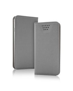 Universal Smart Wallet Case Θήκη Πορτοφόλι Γκρι για συσκευές με οθόνη από 4.5" μέχρι 5.0"