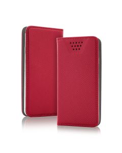 Universal Smart Wallet Case Θήκη Πορτοφόλι Κόκκινο για συσκευές με οθόνη από 4.5" μέχρι 5.0"