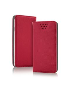 Universal Smart Wallet Case Θήκη Πορτοφόλι Κόκκινο για συσκευές με οθόνη 5.0" μέχρι 5.5"