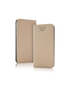 Universal Smart Wallet Case Θήκη Πορτοφόλι Χρυσό για συσκευές με οθόνη από 4.5" μέχρι 4.7"