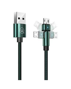 Usams U60 Braided Rotatable Cable (US-SJ478) Καλώδιο Φόρτισης 2A micro USB 1m Green