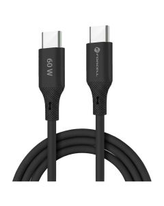 Forcell F-ENERGY C344 Silicone 60W Καλώδιο Φόρτισης QC4.0 PD 3A Type C σε Type C 1m - Black - MT82679