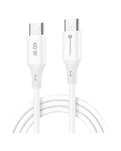 Forcell F-ENERGY C344 Silicone 60W Καλώδιο Φόρτισης QC4.0 PD 3A Type C σε Type C 1m - White - MT82680