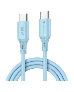 Forcell F-ENERGY C347 Silicone 100W Καλώδιο Φόρτισης QC4.0 PD 5A Type C σε Type C 1m - Blue - MT82682