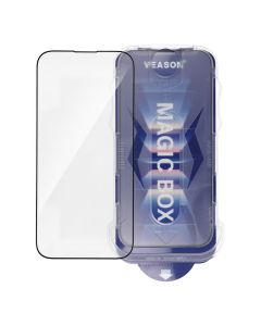 Veason Easy Install Full Glue Full Face Tempered Glass 9H + Applicator Αντιχαρακτικό Γυαλί Black (iPhone 15)