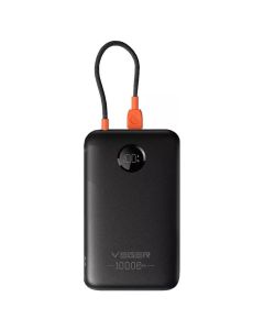 Veger K1C W1189 Power Bank 10000mAh with built-in Cable Type C QC3.0 PD 2A 22,5W Εξωτερική Μπαταρία - Black - MT82713