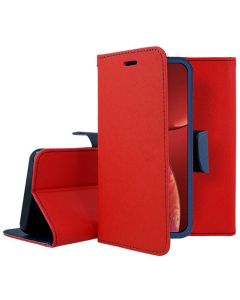 Tel1 Fancy Diary Case Θήκη Πορτοφόλι με δυνατότητα Stand Red / Navy (iPhone 13 Pro)