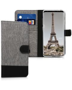 KWmobile Canvas Wallet Case (44101.22) Θήκη Πορτοφόλι με δυνατότητα Stand‏ Grey / Black (Samsung Galaxy A8 Plus 2018)