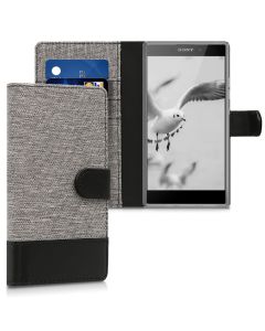 KWmobile Canvas Wallet Case (44288.22) Θήκη Πορτοφόλι με δυνατότητα Stand‏ Grey / Black (Sony Xperia L2)