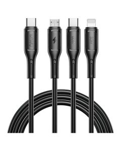 WIWU Wi-046E 3in1 Starlink Series Data Cable Καλώδιο Φόρτισης 60W Type-C σε Type-C / Lightning / Micro USB 1m - Black - MT82646